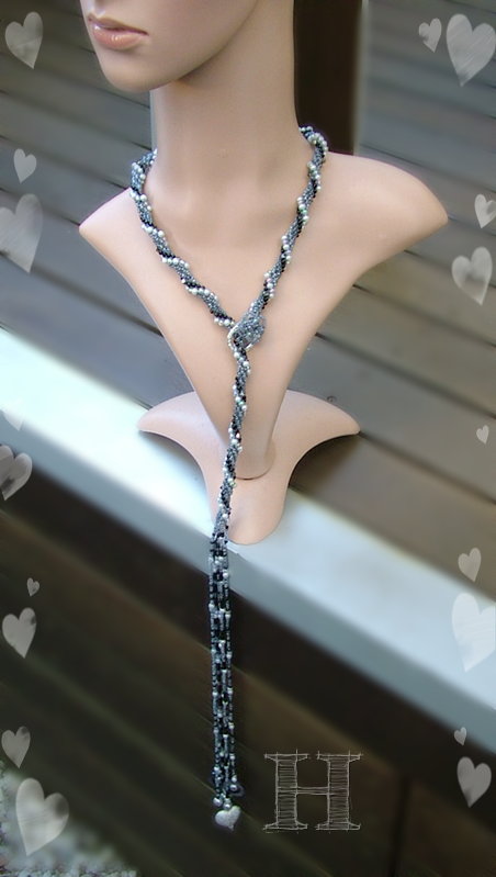 zz. Bead Crochet Rope Lariat Necklace ・ClearlyHelena