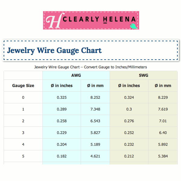 Beading Wire Size Chart