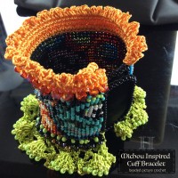 Michou Inspired Cuff Bracelet (CH0363) - beaded picture crochet