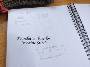 Fingerless Gloves - foundation stitch for crochet crocodile stitch