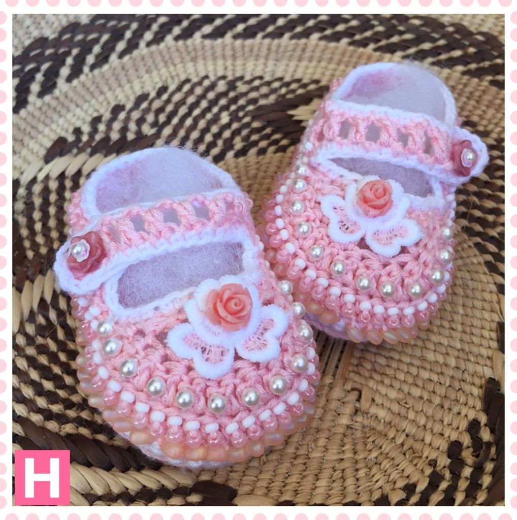 pink flower baby shoes-002