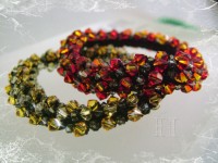 Topaz Diamond & Fireopal beaded crochet bangle