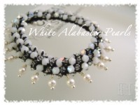 White Alabaster Pearl Crochet Bracelet