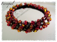 Fireopal Beaded Crochet Bangle