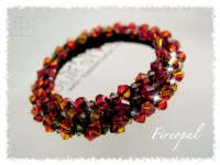 Fireopal Beaded Crochet Bangle