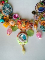 close up of mix media necklace
