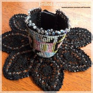 Beaded Picture Crochet Cuff Bracelet (CH0367)