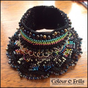 Colour & Frills beaded picture-crochet cuff bracelet