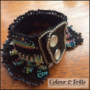 Colour & Frills beaded picture-crochet cuff bracelet