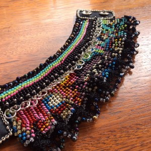 Colour & Frills beaded picture-crochet cuff bracelet