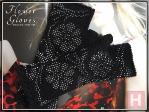 beaded flower glove CH0443-000