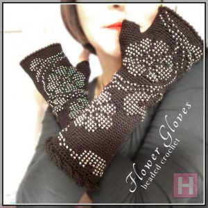 beaded flower glove CH0443-001