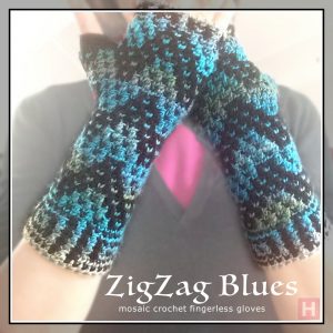 fingerless gloves zigzag blues CH0451-001