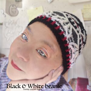 crochet beanie BW red - CH0458-001