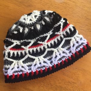 crochet beanie BW red - CH0458-002