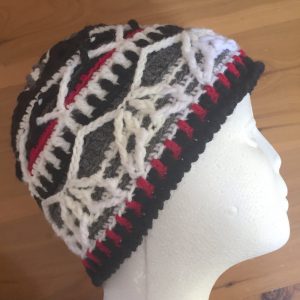 crochet beanie BW red - CH0458-003