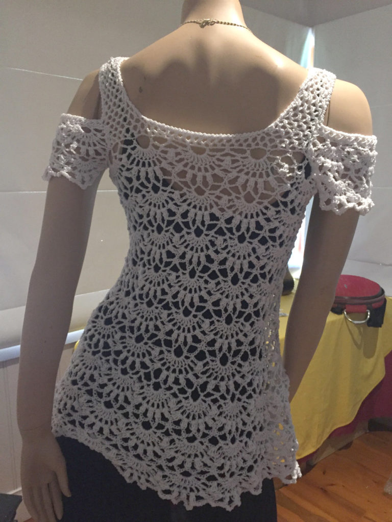back of lacy crochet top