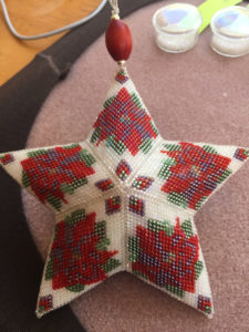 Poinsettia Beaded Star - Christmas Star