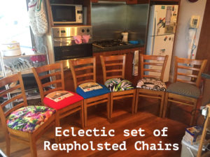 Z. Reupholstered Chairs with T-shirts and Fabric Remnants