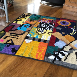 Artist Trio Blanket, Klee O'Neal Kandinsky, a No-Hole C2C Crochet Lap Blanket